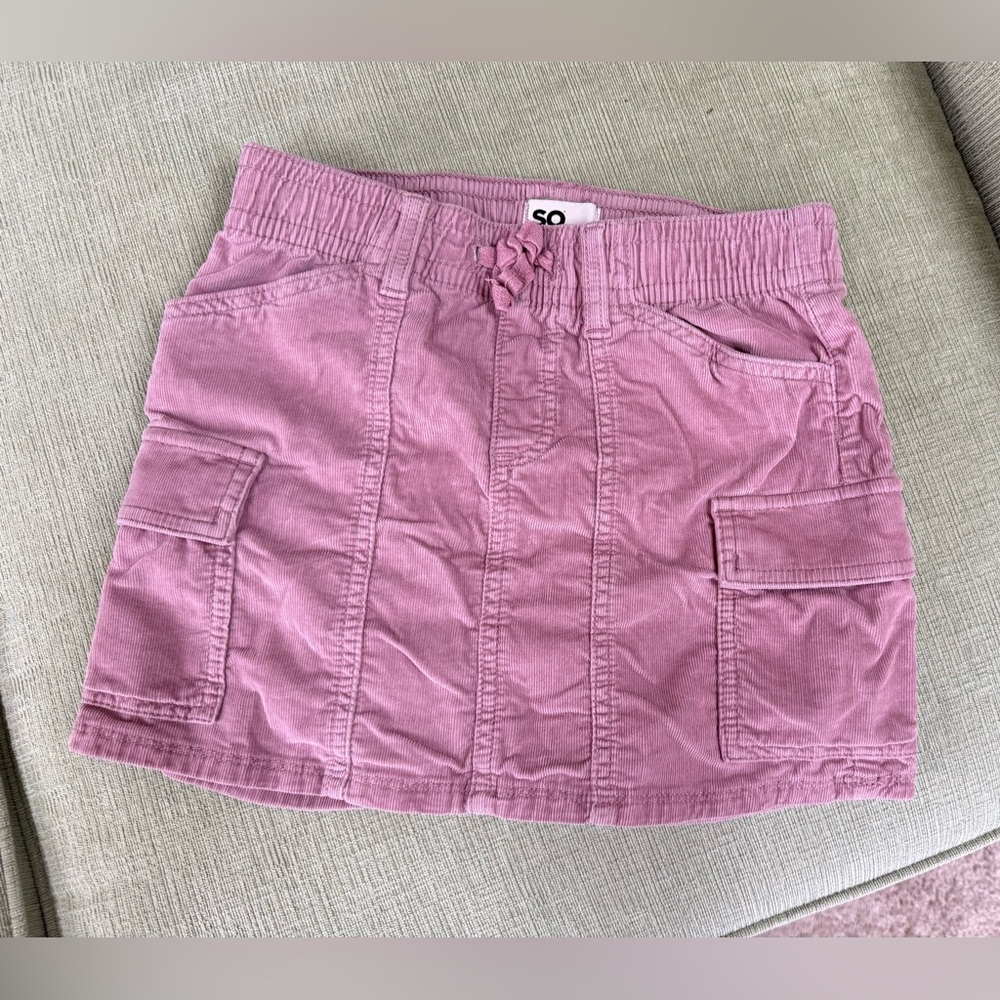 Girls Pull-On Pink Corduroy Cargo Skirt  Size 10